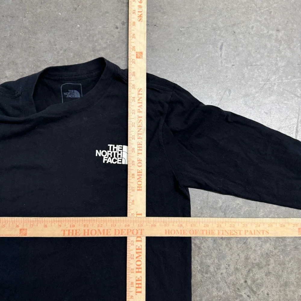 The North Face Mens Black Long Sleeve Graphic T-Shirt Logo Sleeve Small 2514